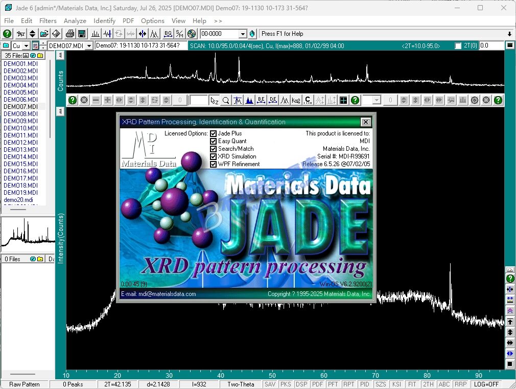 【Windows】Jade 6.5安装版 – XRD数据分析软件
